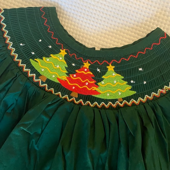 Lil’ Cactus Holiday Tree Smocked Dress - Picture 3 of 5